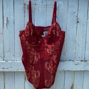 Torrid Red And Gold Underwire Thong Body Suite Size 1x